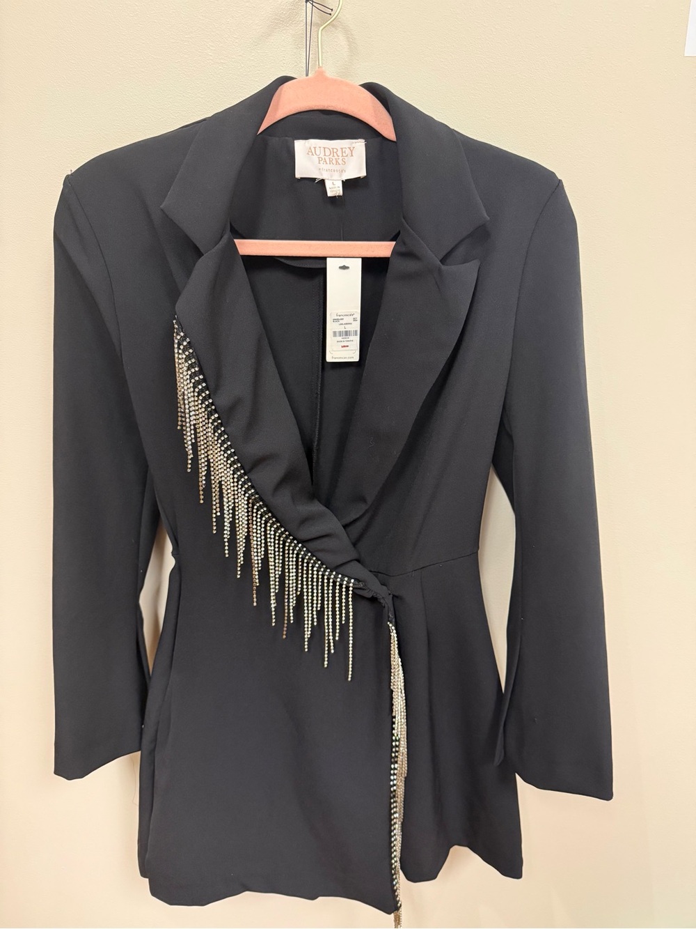 NWT Audrey Parks x Francesca’s Victoria Rhinestone Fringe Blazer/Romper